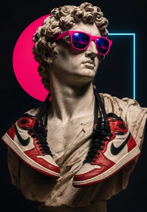 Busto classico con sneakers al neon